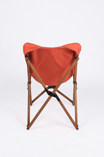 Bag The Joy Kahverengi Kiremit Kılıf Sandalye ve 60x60x55 CM Kahverengi Ahşap Katlanır Masa Seti