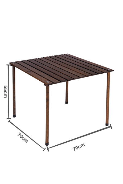Bag The Joy Antrasit İskelet Su Yeşili Koyu Kılıf ve 70x70x55 CM Antrasit Masa Ahşap Katlanır Masa Sandalye Seti