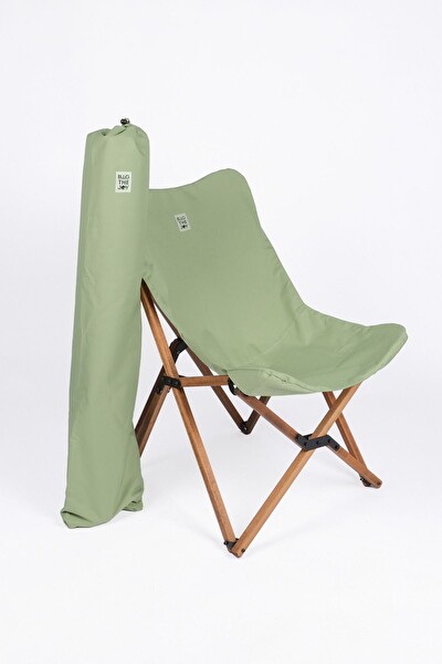 Bag The Joy Kahverengi Su Yeşili Kılıf Sandalye ve 50x50x50 CM Kahverengi Ahşap Katlanır Masa Seti