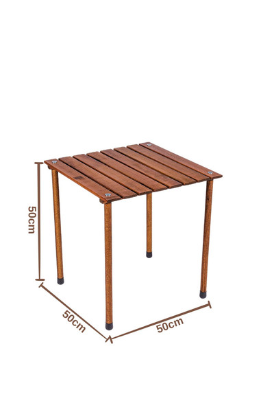Bag The Joy Kahverengi Su Yeşili Kılıf Sandalye ve 50x50x50 CM Kahverengi Ahşap Katlanır Masa Seti
