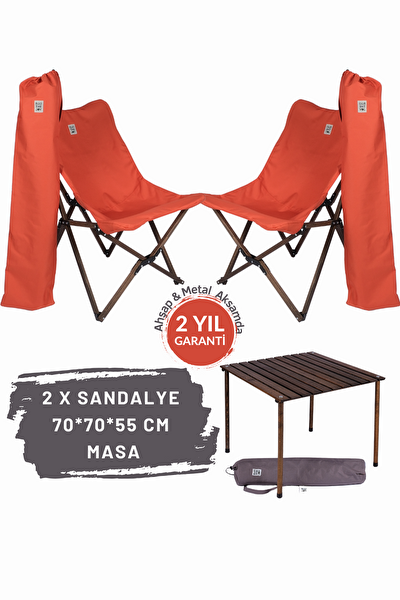 Bag The Joy Antrasit İskelet Kiremit Kılıf ve 70x70x55 CM Antrasit Masa Ahşap Katlanır Masa Sandalye Seti