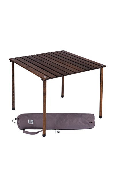 Bag The Joy Antrasit İskelet Kiremit Kılıf ve 70x70x55 CM Antrasit Masa Ahşap Katlanır Masa Sandalye Seti