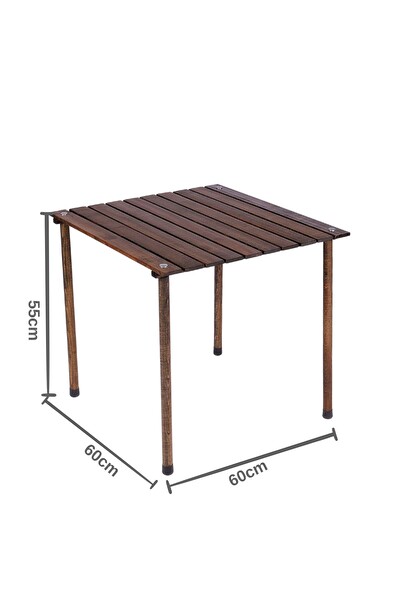 Bag The Joy Antrasit Kiremit Kılıf Sandalye ve 60x60x55 CM Antrasit Ahşap Katlanır Masa Seti