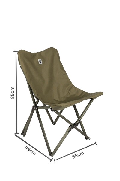 Bag The Joy Antrasit Haki Kılıf Sandalye ve 60x60x55 CM Antrasit Ahşap Katlanır Masa Seti