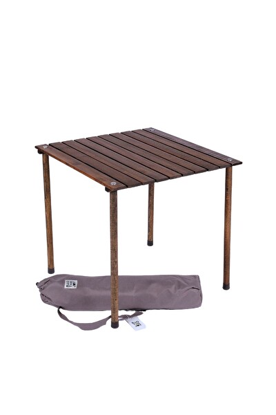 Bag The Joy Antrasit Su Yeşili Kılıf Sandalye ve 60x60x55 CM Antrasit Ahşap Katlanır Masa Seti