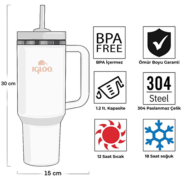 Igloo Stadler Thermo 1.2 L Beyaz Mug Termos
