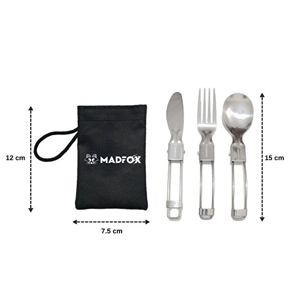 Madfox Heavy Duty 3 in 1 Katlanır Çatal Kaşık Bıçak Seti