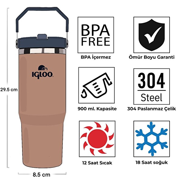 Igloo Powder 900 ML Kahverengi Termos