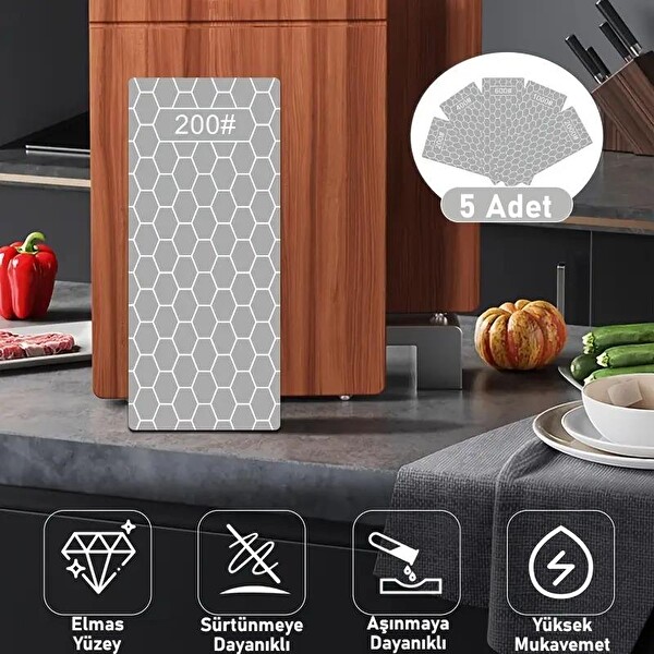 Valkyrie Sulu veya Susuz Biley Uzun Ömürlü Aşınmaz 200 400 600 1000 2000 Grit Elmas Biley Seti Bıçak Bileme Taşı - 5 Adet