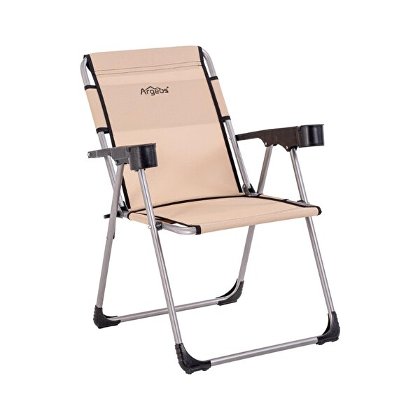 Argeus Rock Katlanabilir Bardaklıklı Bej Piknik ve Kamp Sandalyesi A-02-R14