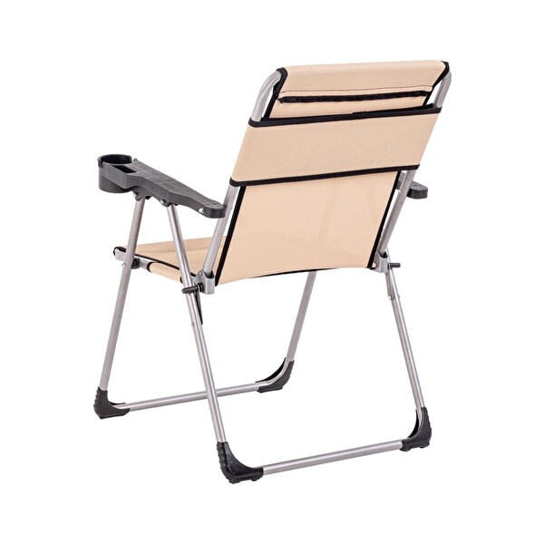 Argeus Rock Katlanabilir Bardaklıklı Bej Piknik ve Kamp Sandalyesi A-02-R14