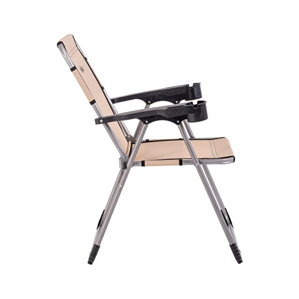 Argeus Rock Katlanabilir Bardaklıklı Bej Piknik ve Kamp Sandalyesi A-02-R14