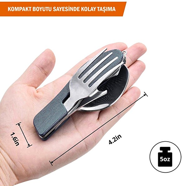 Orcamp OUT-1350 Siyah Kamp Çatal-Kaşık-Bıçak Seti