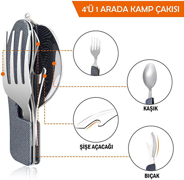 Orcamp OUT-1350 Siyah Kamp Çatal-Kaşık-Bıçak Seti