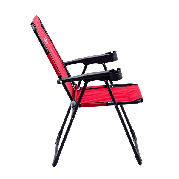 Argeus Rest Bardaklıklı Kırmızı Katlanabilir Kamp Sandalyesi