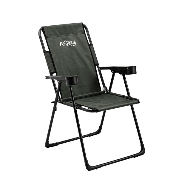 Argeus Rest Bardaklıklı Haki Katlanabilir Kamp Sandalyesi