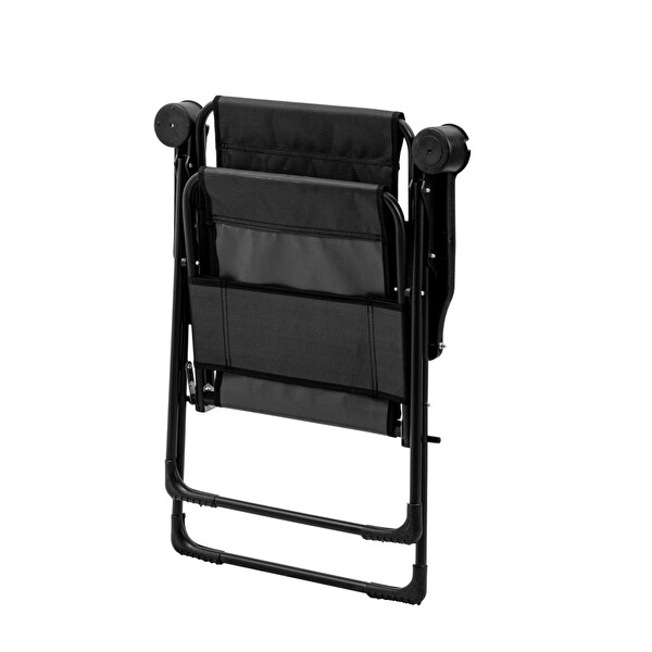 Argeus Rest Bardaklıklı Siyah Katlanabilir Kamp Sandalyesi