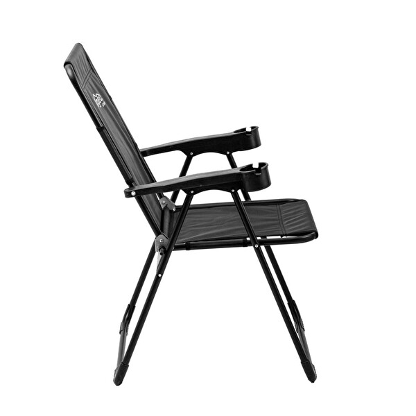 Argeus Rest Bardaklıklı Siyah Katlanabilir Kamp Sandalyesi