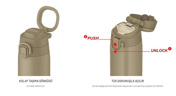 Thermos JOS-550 Vacuum Insulated Taşıma Halkalı 0.55 LT Koyu Gri Mug