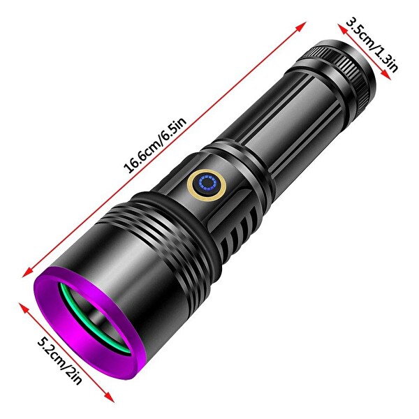 Valkyrie 365nm 20W Güç 3000 mAh Şarjlı Alüminyum Gövde Profesyonel Kullanım LED UV El Feneri