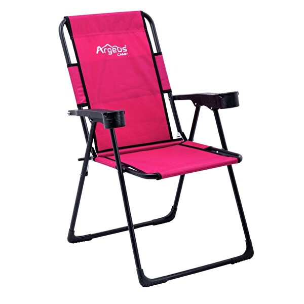 Argeus Rest Pembe Bardaklıklı Katlanabilir Kamp Sandalyesi