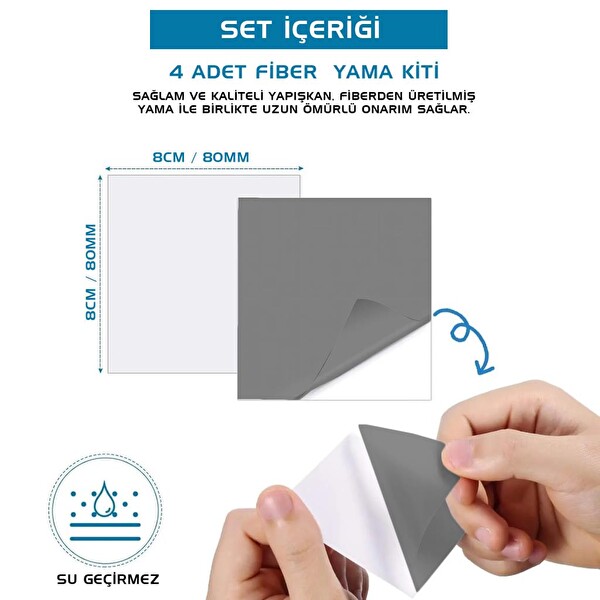 Argeus 4'lü Yapışkanlı Gri Fiber Çadır Tamir Yaması