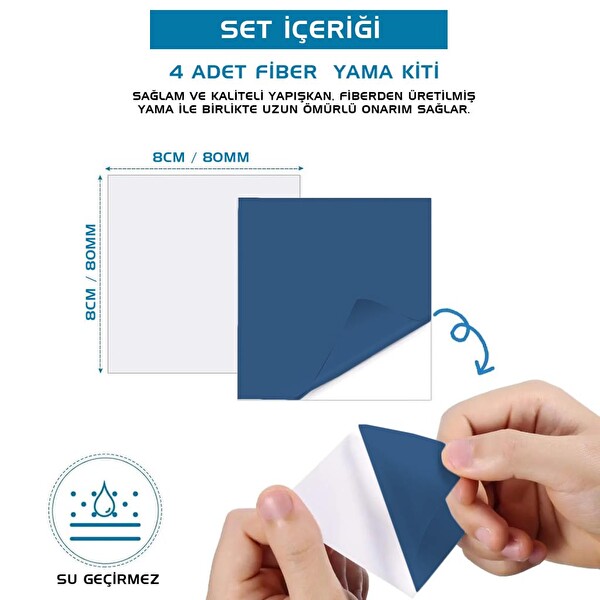 Argeus 4'lü Yapışkanlı Lacivert Fiber Çadır Tamir Yaması