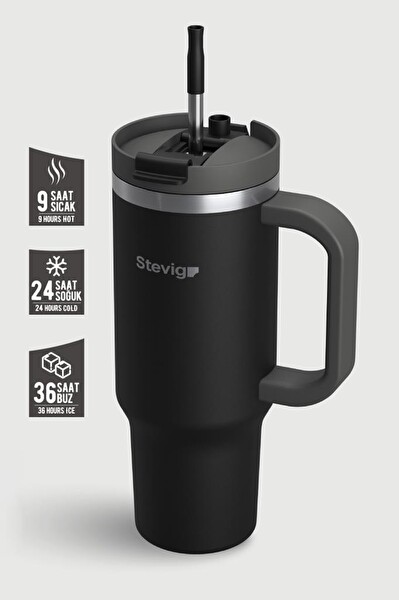 Stevig ST-236 2 Moods Tuck-in Tumbler Black 900 ML Sızdırmaz Çelik Termos