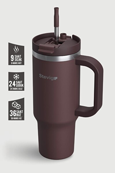 Stevig ST-238 2 Moods Tuck-in Tumbler 900 ML Chocolate Plum Sızdırmaz Çelik Termos