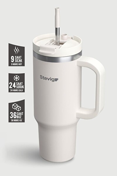 Stevig ST-242 2 Moods Tuck-in Tumbler 900 ML White Sand Sızdırmaz Çelik Termos