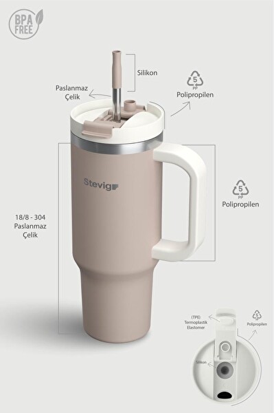 Stevig ST-243 2 Moods Tuck-in Tumbler 900 ML Pure Cashmere Sızdırmaz Çelik Termos