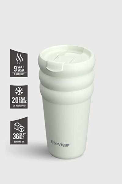 Stevig ST-247 3 Bubble Two-Cap Straw Tumbler 600 ML Lightest Sky Çelik Termos