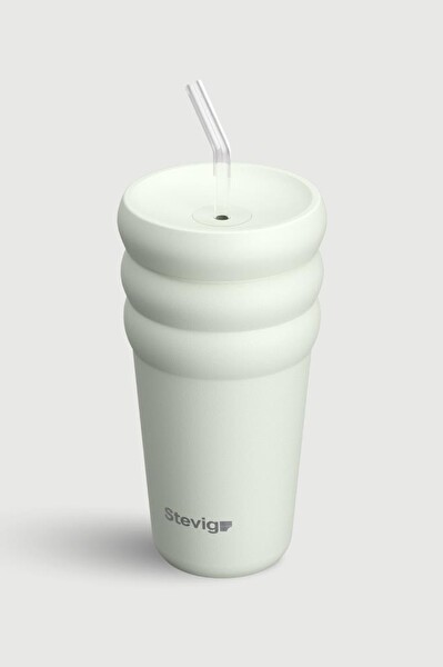 Stevig ST-247 3 Bubble Two-Cap Straw Tumbler 600 ML Lightest Sky Çelik Termos