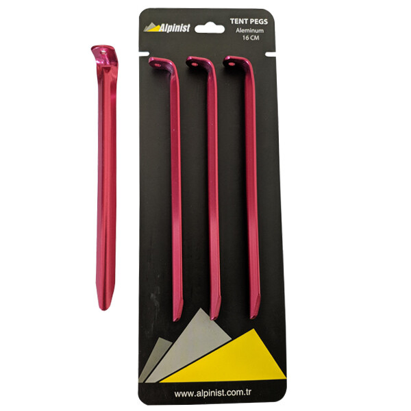 Alüminyum 6061 Çadır Kazığı 16 cm Kırmızı 4'lü
