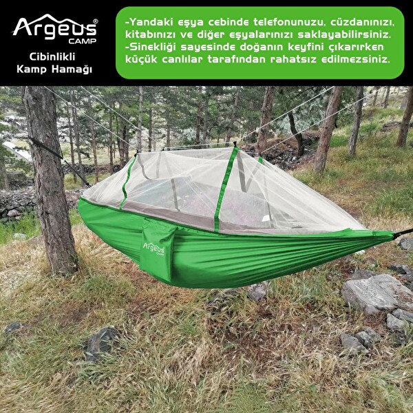 Argeus Cibinlikli Yeşil Kamp Hamağı