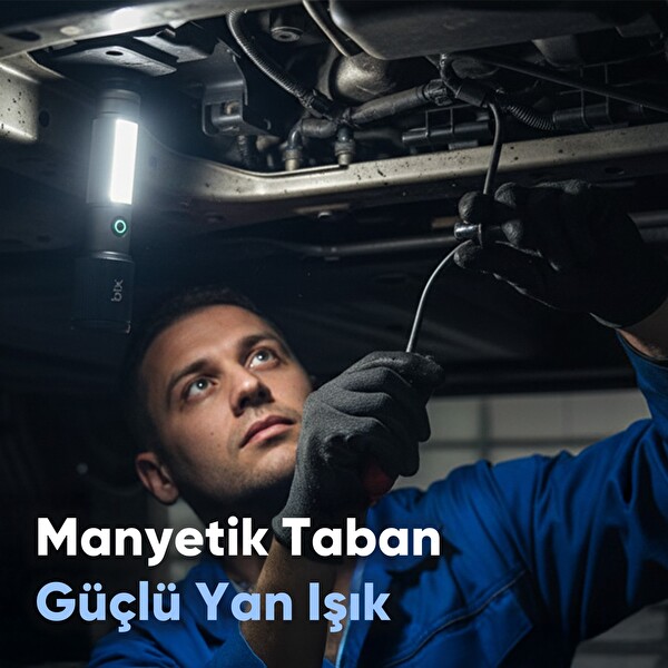 Bix BX2153FL 7W LED 325 M Menzilli 330 Lümen Type-C LED Manyetik COB Zoom Özellikli Işıklı Kamp Feneri