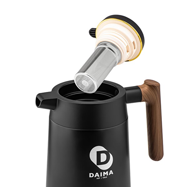 Daima Enjoy 1680 ML 12 Saat Sıcak 24 Saat Soğuk Siyah Termos