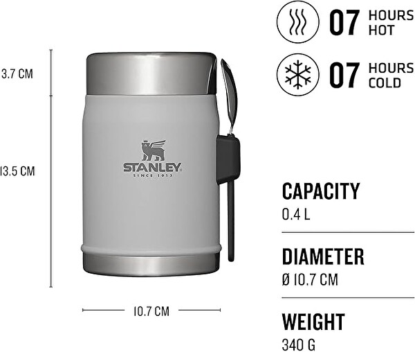 Stanley Classic Legendary Yemek Termosu Kaşıklı 0.4 L Gri
