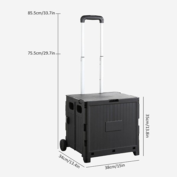 Valkyrie Katlanabilir İki Tekerlekli Alışveriş ve Depolama Çantası – Kapaklı Teleskopik Çekme Kolu Kamp Plaj Çok Amaçlı