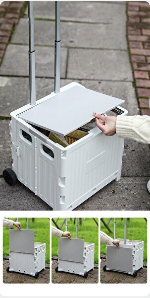 Valkyrie Katlanabilir İki Tekerlekli Alışveriş ve Depolama Çantası – Kapaklı Teleskopik Çekme Kolu Kamp Plaj Çok Amaçlı