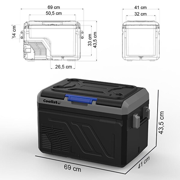 Coolist CLK40 12/24 Volt 220 Volt 40 Litre Kompresörlü Oto Buzdolabı