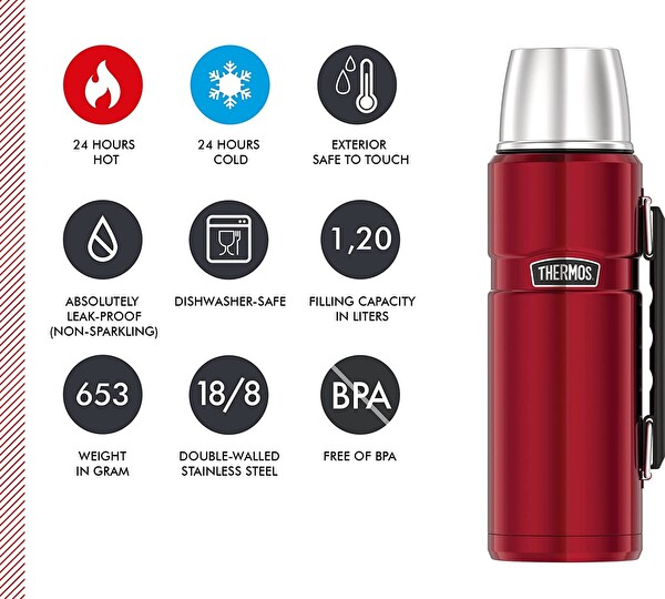 Thermos SK2020 SK2020CR Staınless King X Large 2 L Cranberry Termos