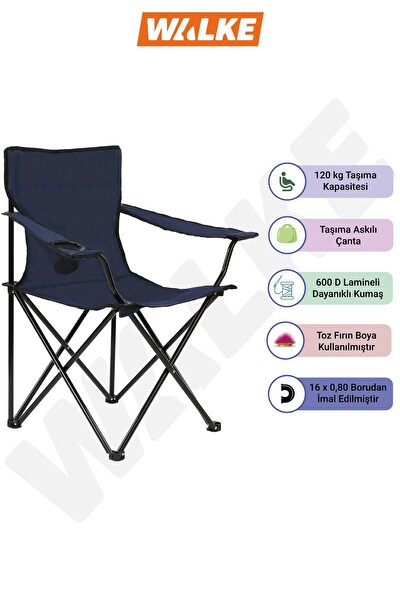 Walke Mavi Taşıma Çantalı Katlanabilir Kamp Sandalyesi