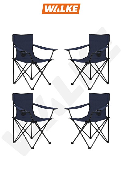 Walke Mavi Taşıma Çantalı 4 Lü Katlanabilir Kamp Sandalyesi