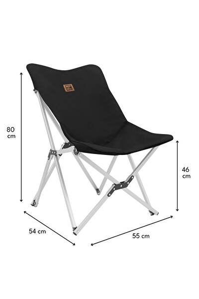 Box&Box Taşıma Çantalı Kumaş Siyah Alüminyum Katlanabilir Kamp Sandalyesi