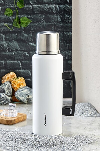 Cooker CKR-2085 1.5 LT Kulplu Çelik Termos Beyaz