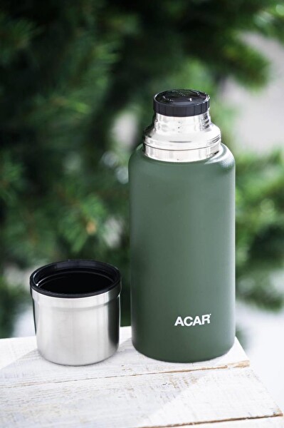 Acar Karat X Serisi TMS-08366 Paslanmaz Çelik 0.75 LT Kamp Termos Yeşil