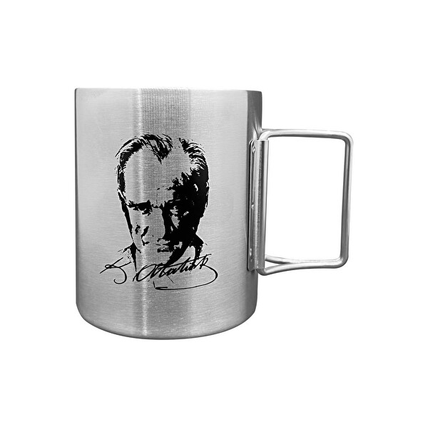 Orcamp OUT-1800 Katlanabilir Saplı Çelik Kupa Bardak 180 ML Atatürk