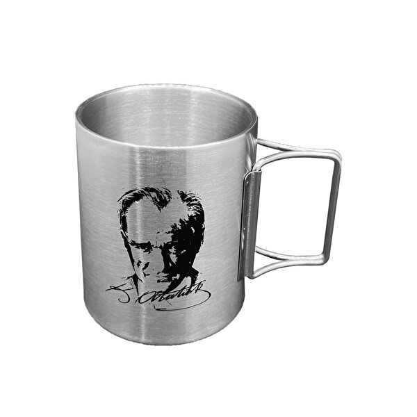 Orcamp OUT-1800 Katlanabilir Saplı Çelik Kupa Bardak 180 ML Atatürk
