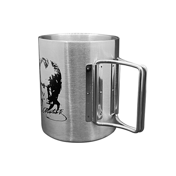 Orcamp OUT-1800 Katlanabilir Saplı Çelik Kupa Bardak 180 ML Atatürk